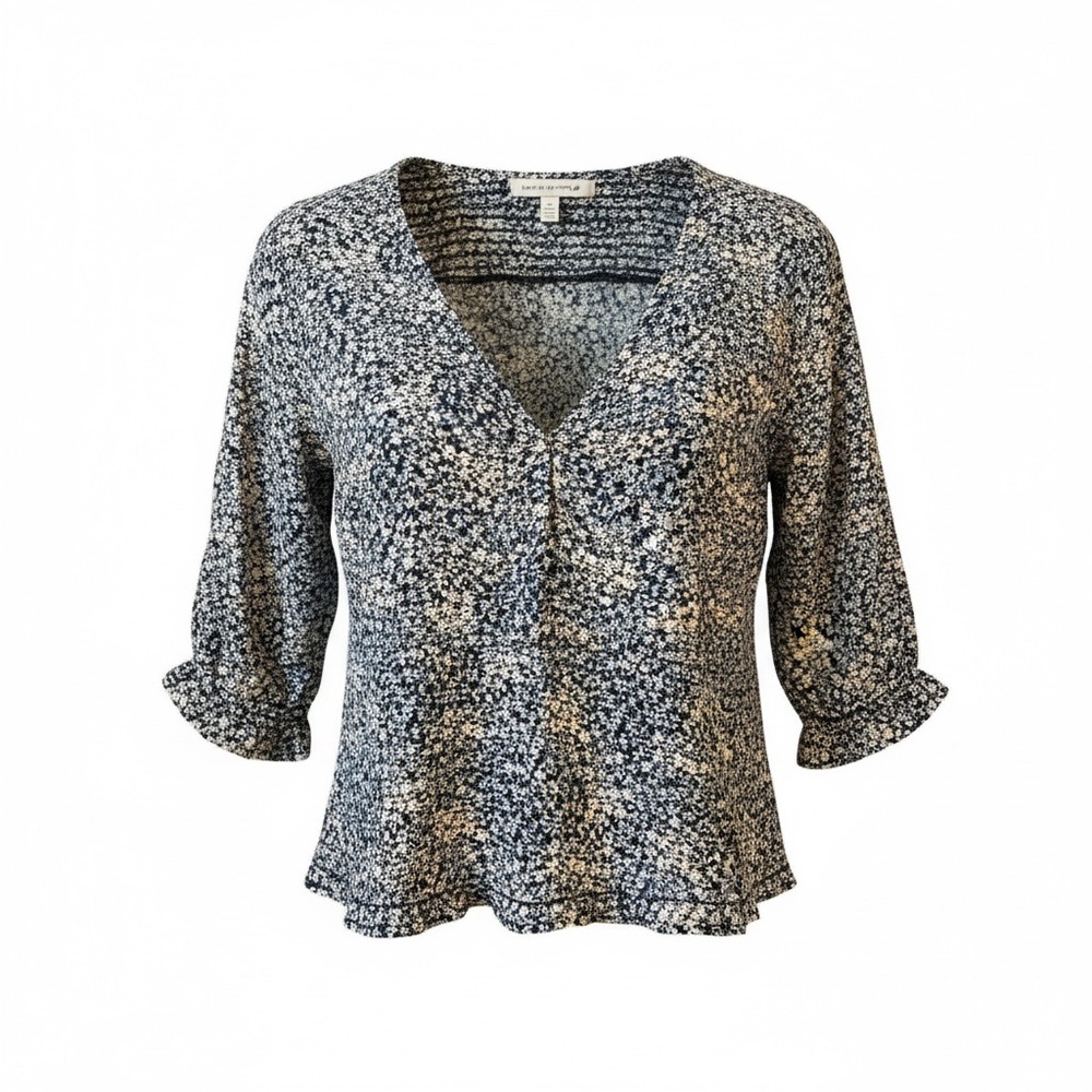 Abercrombie &‎ Fitch Navy and White Floral Blouse